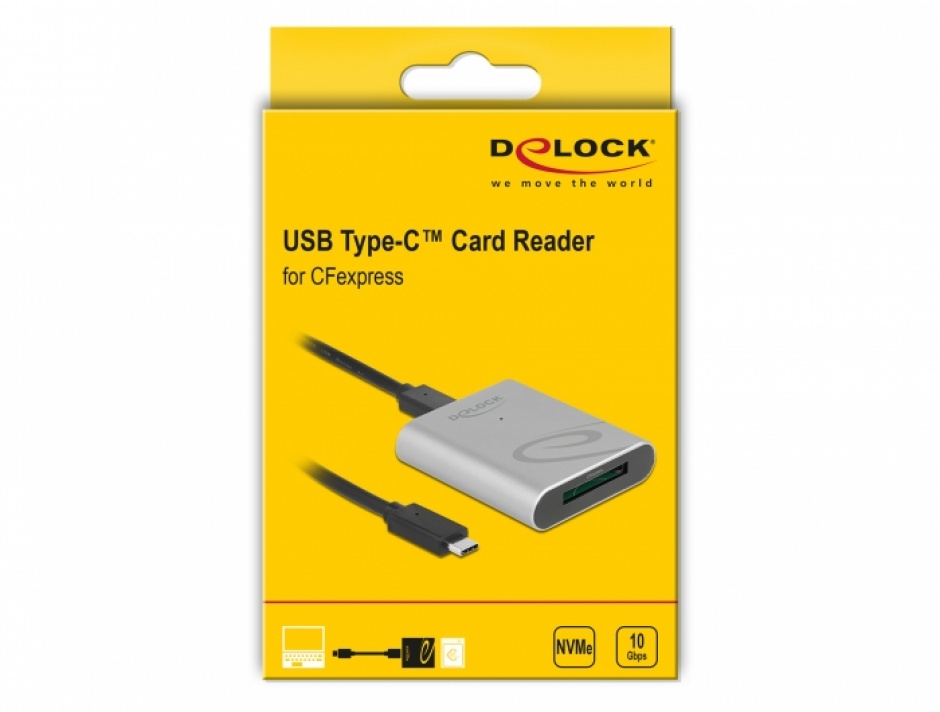 Imagine Cititor USB-C pentru carduri de memorie CFexpress 2.0, Delock 91751